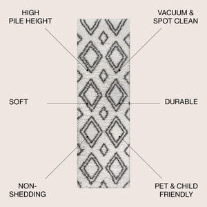 Beni Moroccan Style Diamond Shag Runner Rug