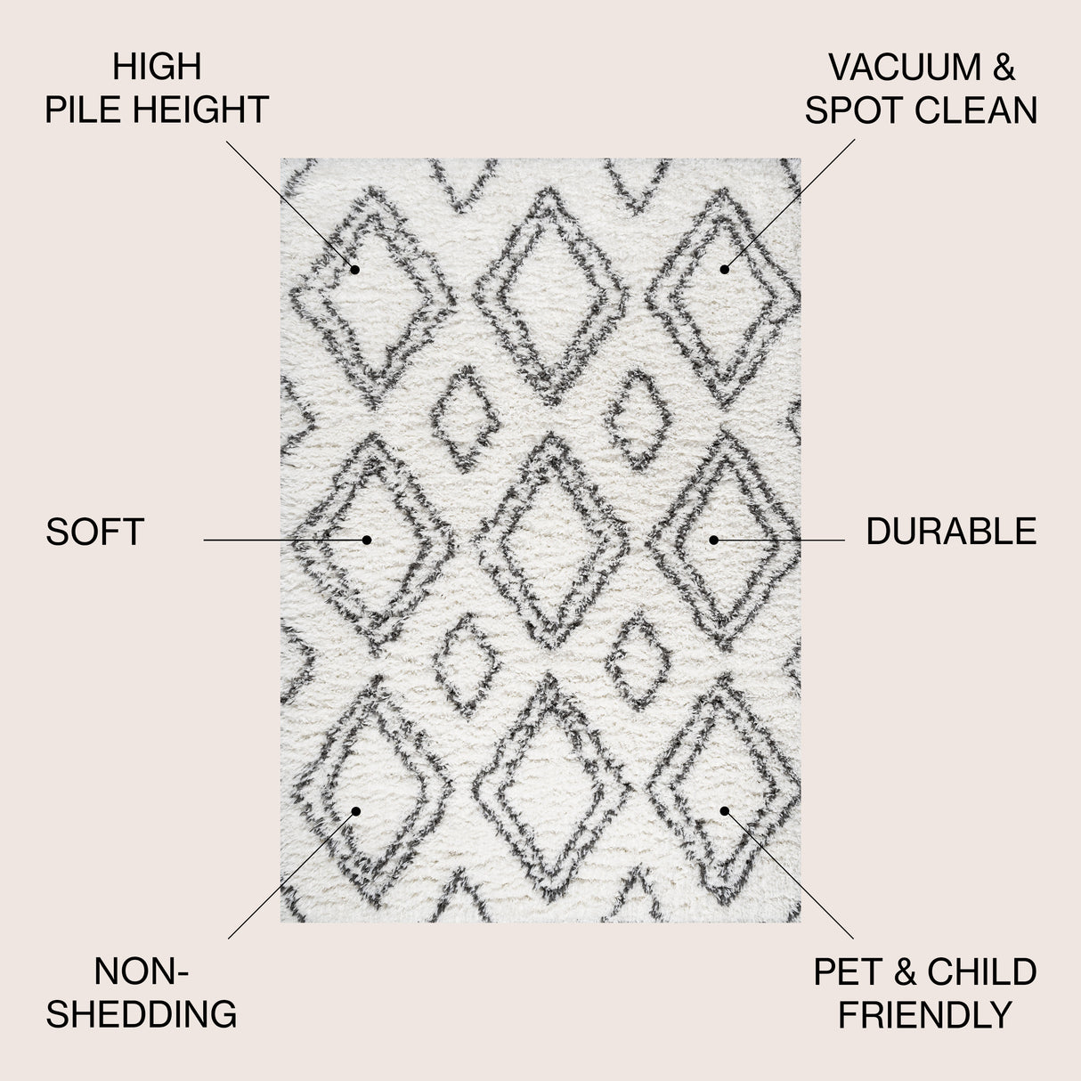 Beni Moroccan Style Diamond Shag Runner Rug