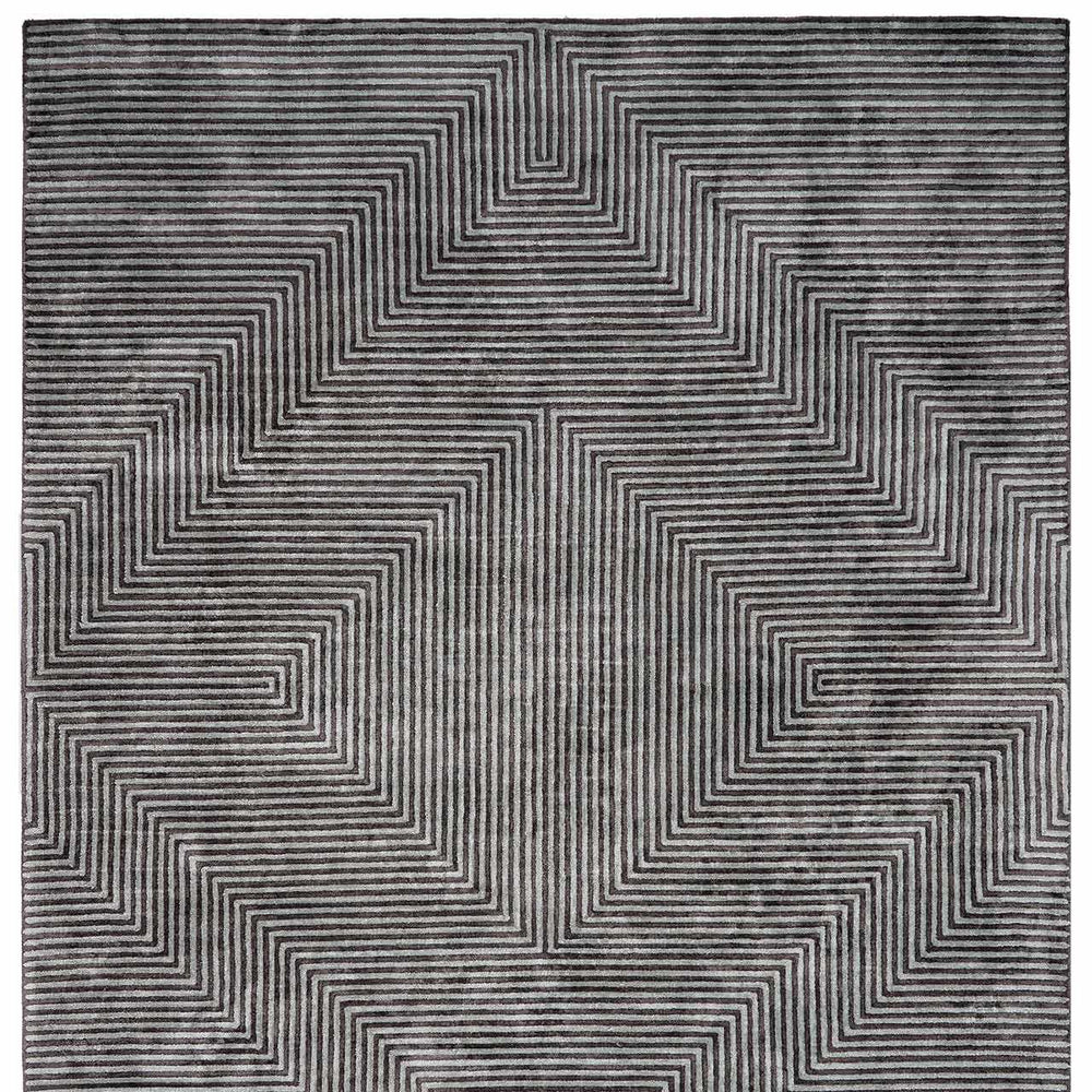 Quartz Patterned Sheen Gray/Green Viscose Rug