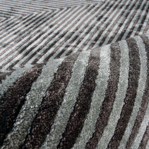 Quartz Patterned Sheen Gray/Green Viscose Rug