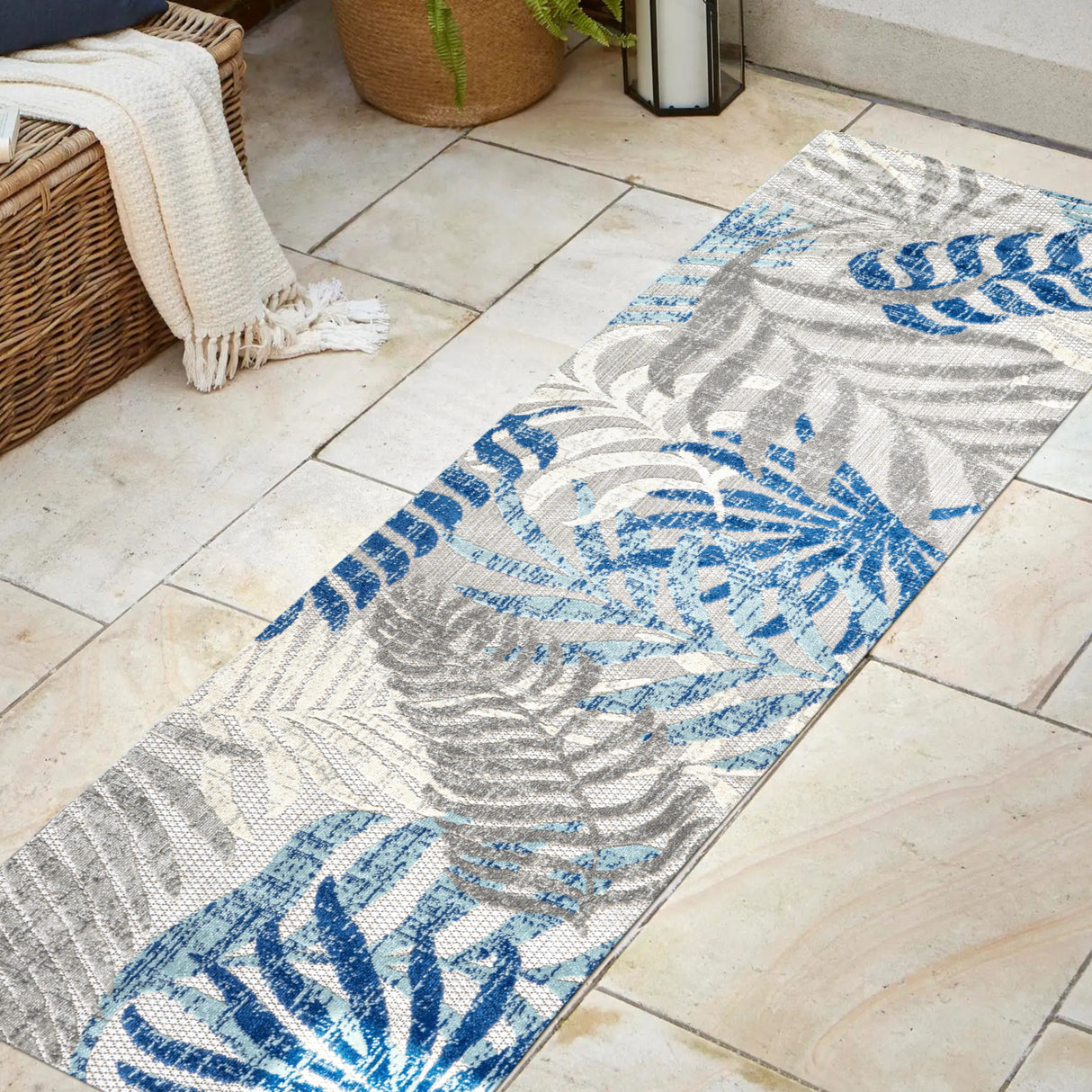 Tropics Palm Leaves Indoor/Outdoor Runner Rug