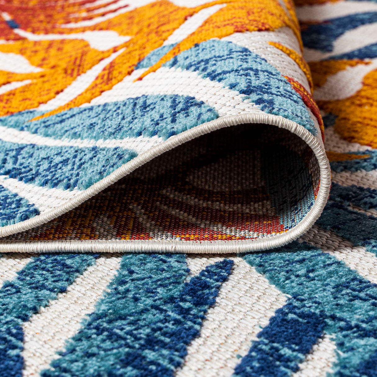 Tropics Palm Leaves Square Indoor/Outdoor Area Rug