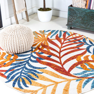 Tropics-Palm-Leaves-Round-Indoor/Outdoor-Area-Rug-Area-Rugs