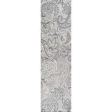 Gordes Paisley High-Low Light Gray/Ivory 2 ft. x 8 ft. Indoor/Outdoor Runner Rug
