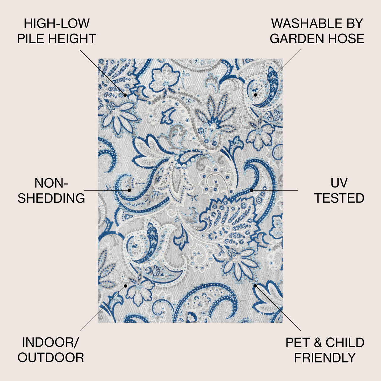 Gordes Paisley High-Low Indoor/Outdoor Area Rug