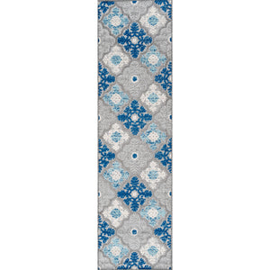 Cassis Ornate Ogee Trellis High-Low Indoor/Outdoor Runner Rug