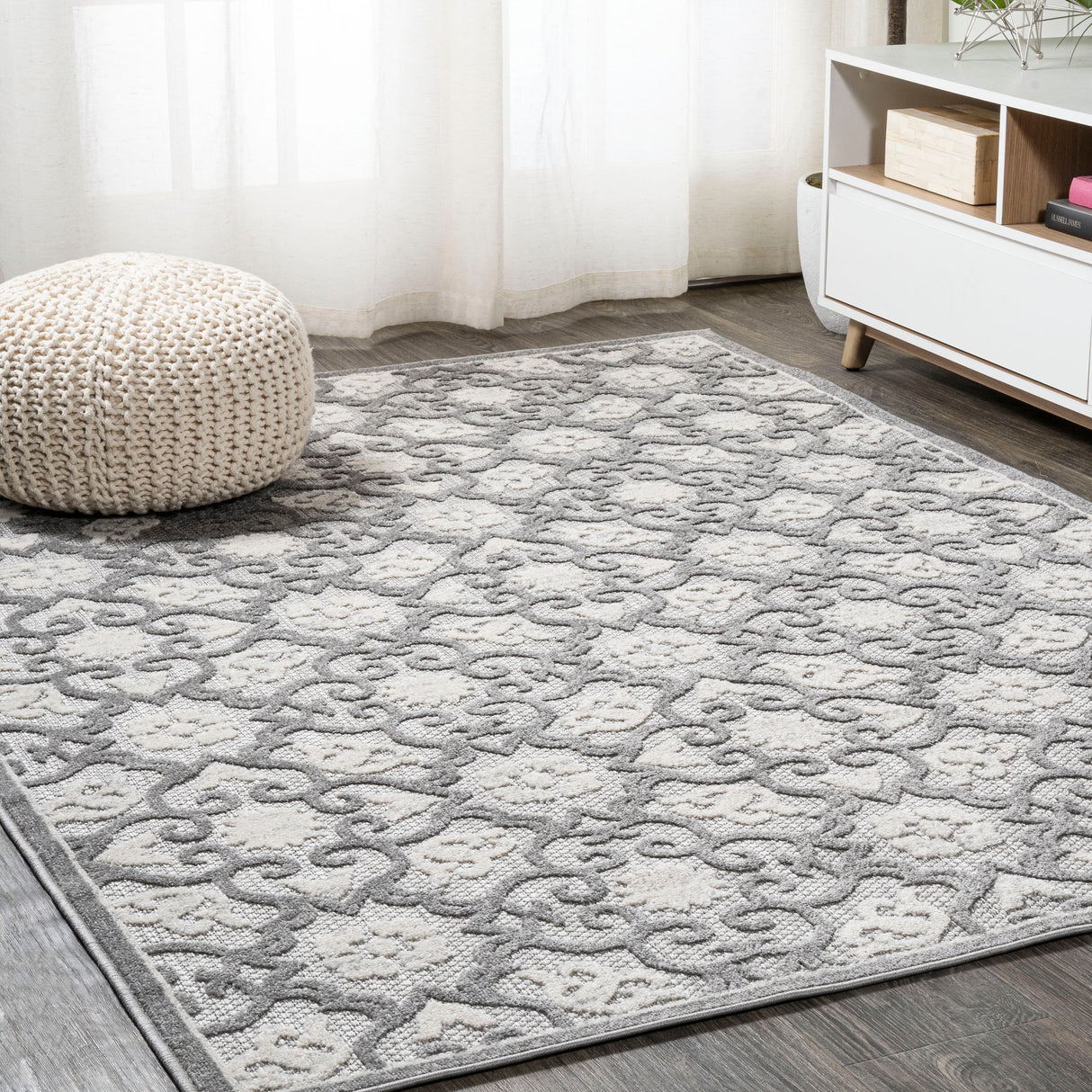 Gallia Tile Trellis High-Low Light Area Rug