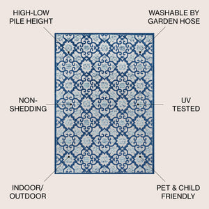 Gallia Tile Trellis High-Low Light Area Rug