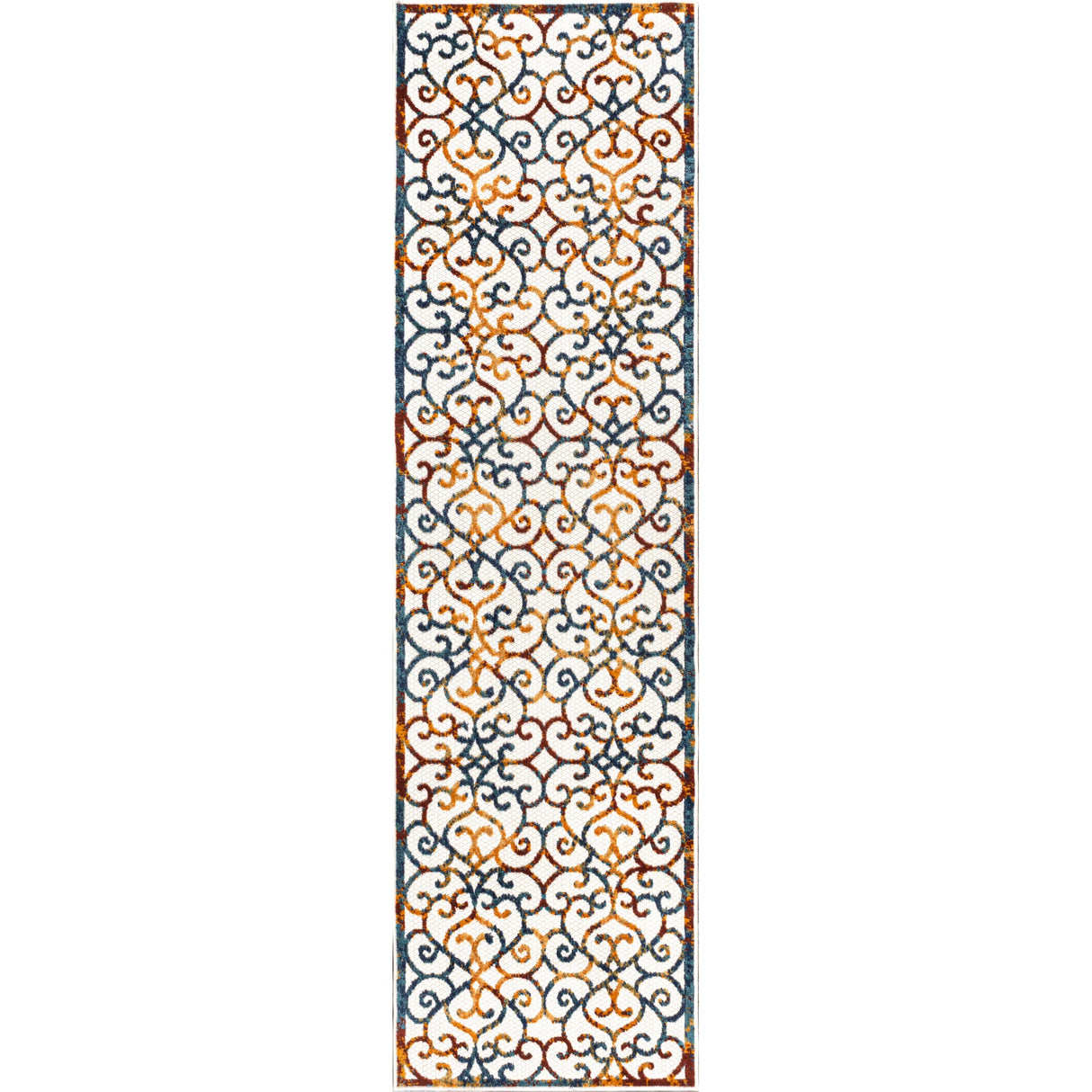 Atrani scroll trellis indoor/outdoor runner rug