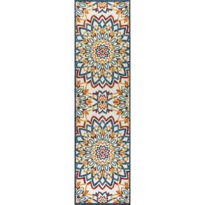 Flora Abstract Bold Mandala High-Low Indoor/Outdoor Runner Rug
