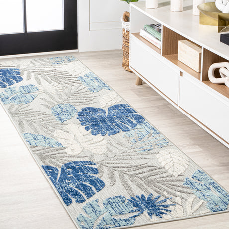 Monstera Tropical Leaf High-Low Indoor/Outdoor Runner Rug