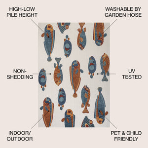 Algarve modern fish high-low indoor/outdoor area rug