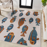 Algarve modern fish high-low indoor/outdoor area rug