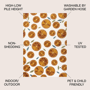 Aranciata citrus slice high-low indoor/outdoor area rug