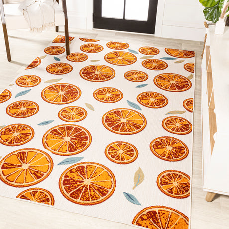 Aranciata citrus slice high-low indoor/outdoor area rug