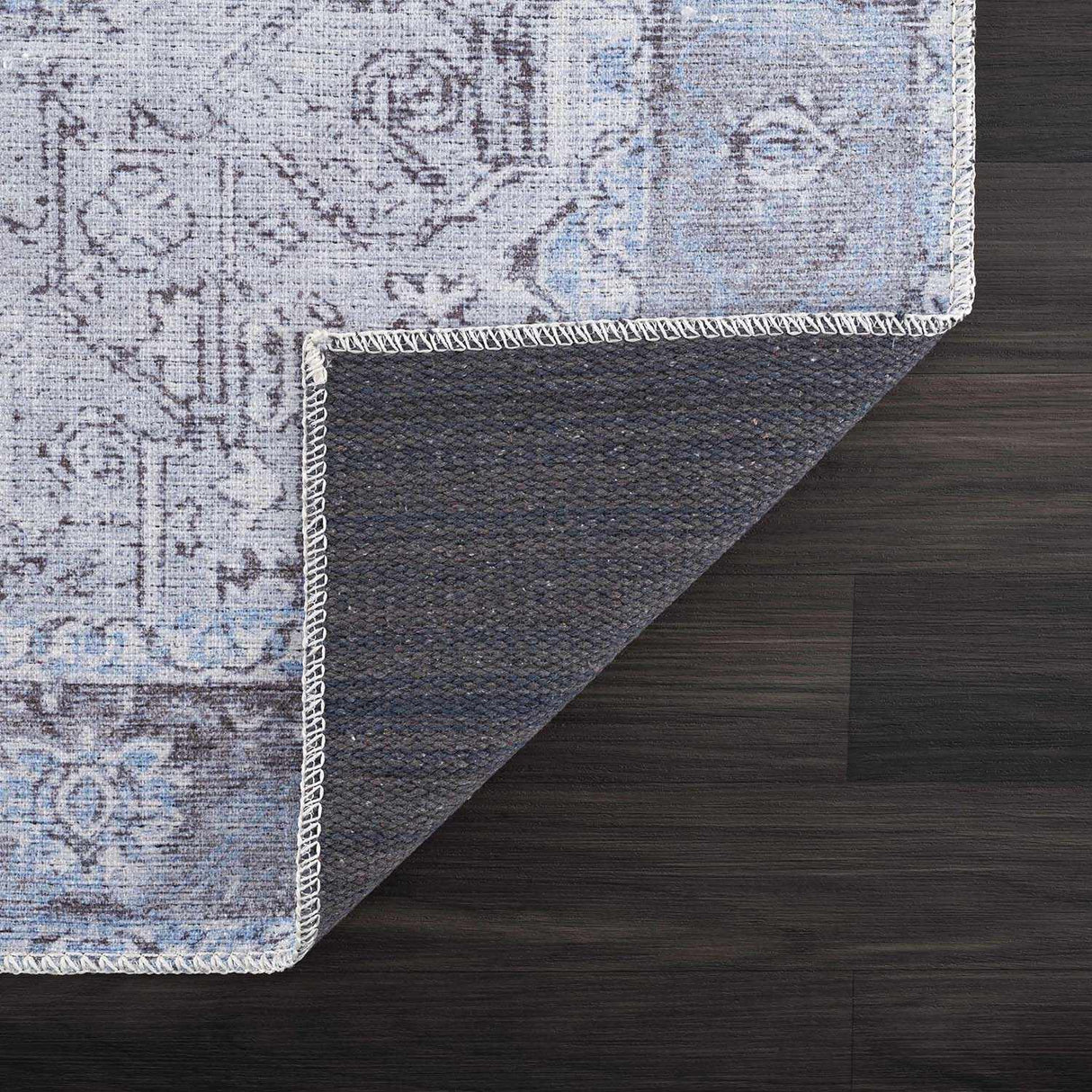 Ice Blue Flat Pile Washable Rug - Clearance