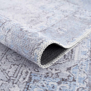 Ice Blue Flat Pile Washable Rug - Clearance