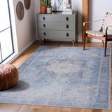 Ice Blue Flat Pile Washable Rug - Clearance