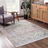 Barny Tan Flat Pile Washable Area Rug