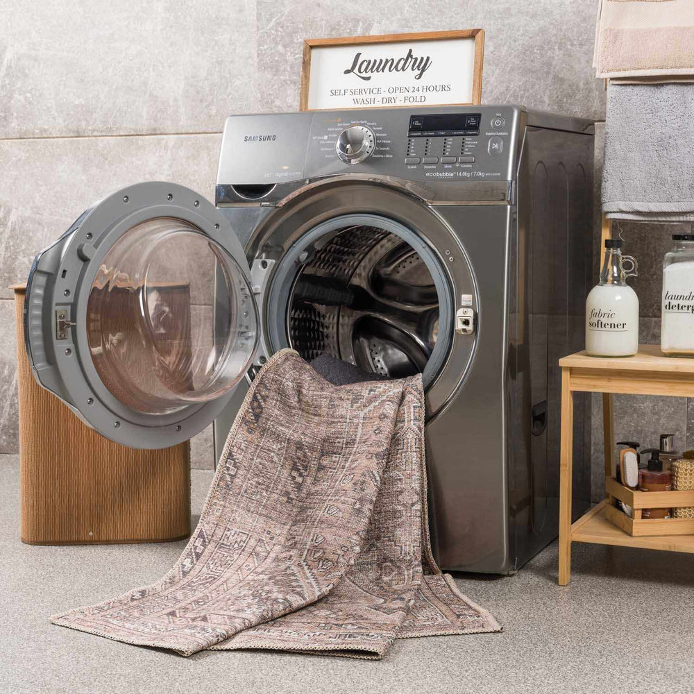 Barny Brown Flat Pile Washable Rug