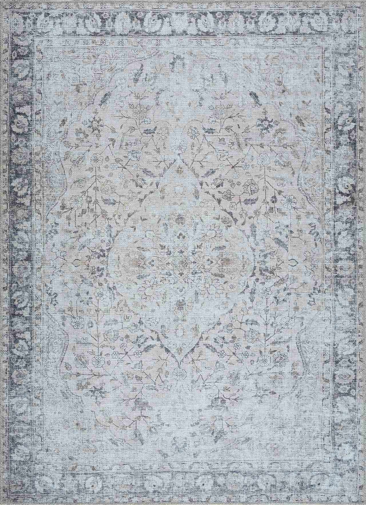 Haile Green & Pink Washable Area Rug