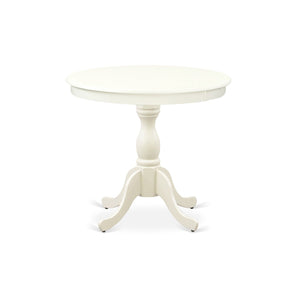 EAST WEST FURNITURE - AMVA5-LWH-C - 5-Piece Dinette Room Set- 4 dining room chairs and Wooden Dining Table - Linen Fabric Seat and Slatted Chair Back (linen white Finish)
