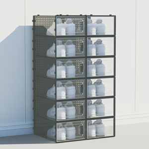 12 Pack of Plastic Stackable Shoe Boxes