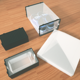 12 Pack of Plastic Stackable Shoe Boxes