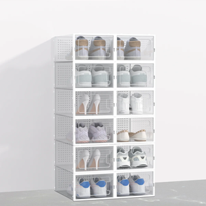 12 Pack of Plastic Stackable Shoe Boxes