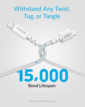 Anker PowerLine Select + USB-C Cable with Lightning Connector 6ft, Apple MFi Certified - White