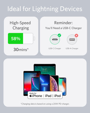 Anker Powerline III Flow USB C Fast PD Charging Cable 3/6ft Silica Gel Lightning Cable [White]