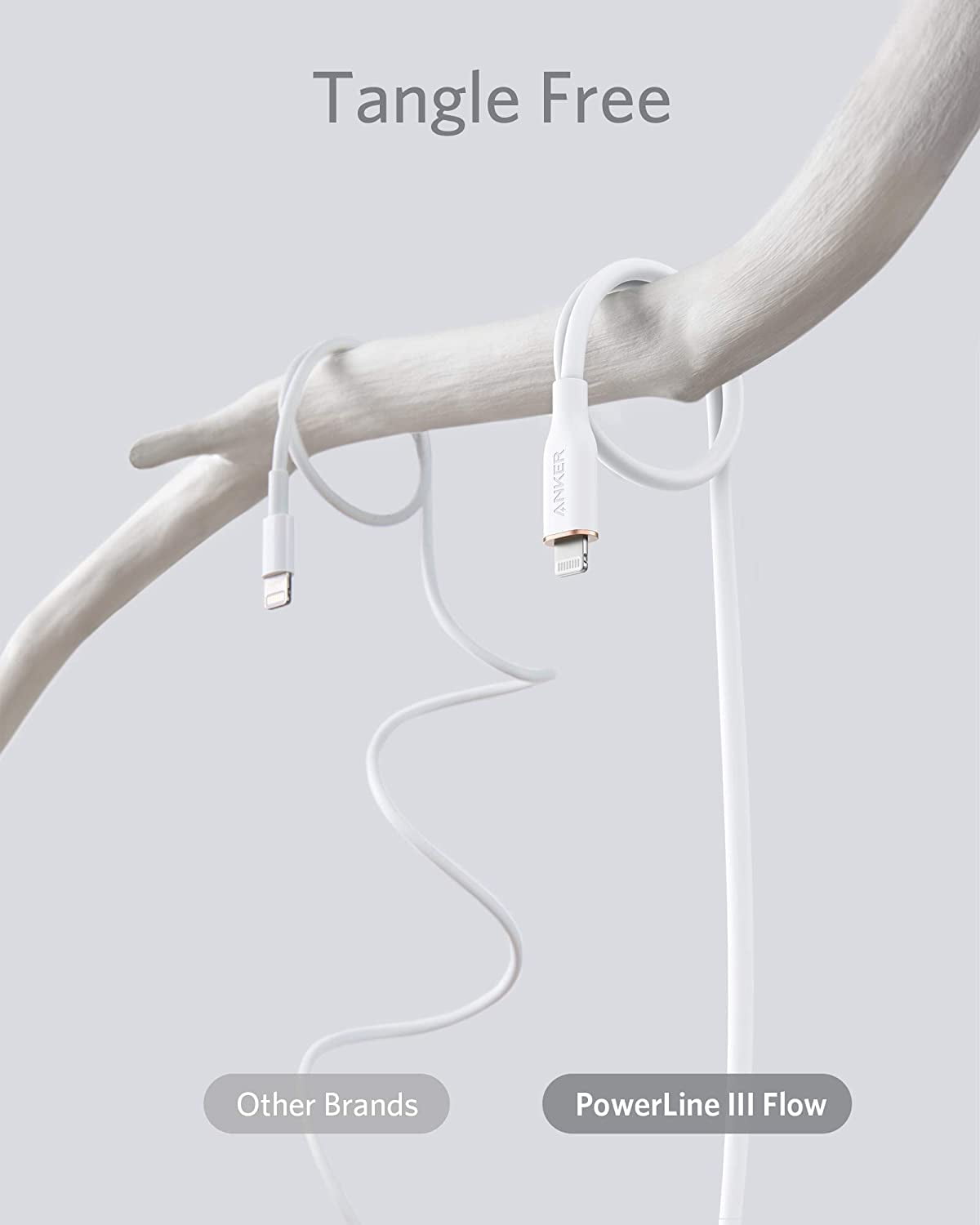 Anker Powerline III Flow USB C Fast PD Charging Cable 3/6ft Silica Gel Lightning Cable [White]