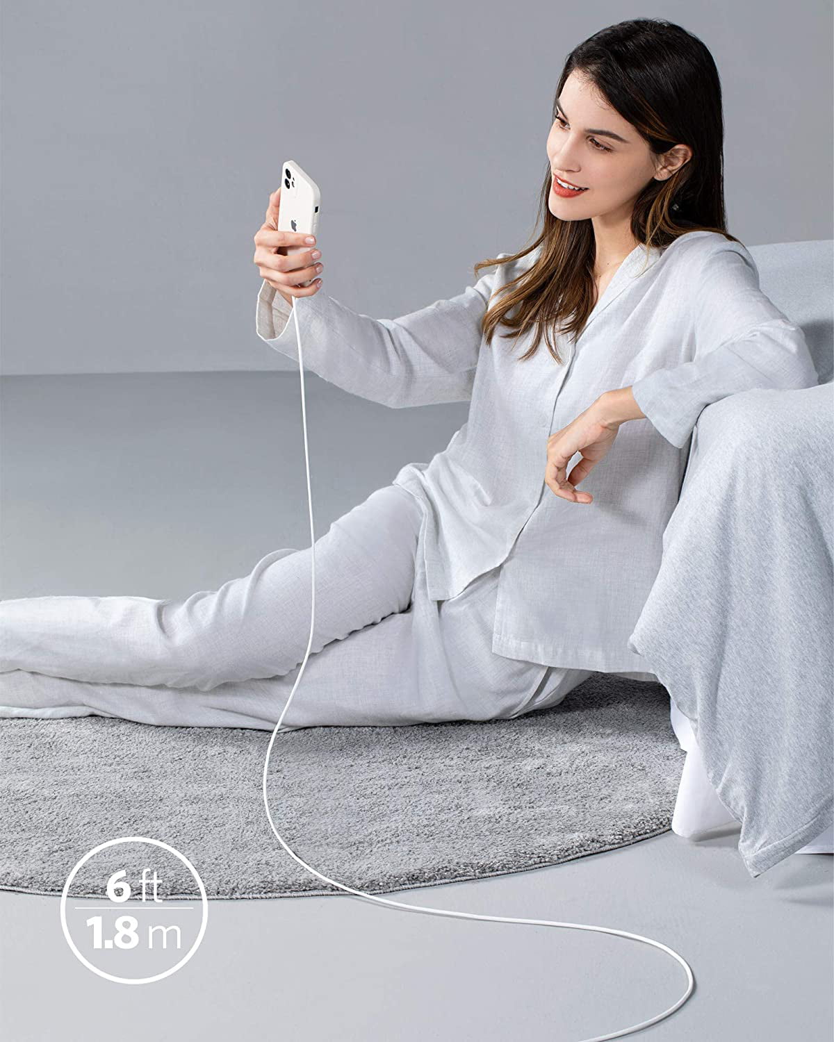 Anker Powerline III Flow USB C Fast PD Charging Cable 3/6ft Silica Gel Lightning Cable [White]