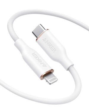 Anker Powerline III Flow USB C Fast PD Charging Cable 3/6ft Silica Gel Lightning Cable [White]