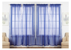 J&V Textiles 4-Pack Value: Solid Sheer Window Curtain Panels