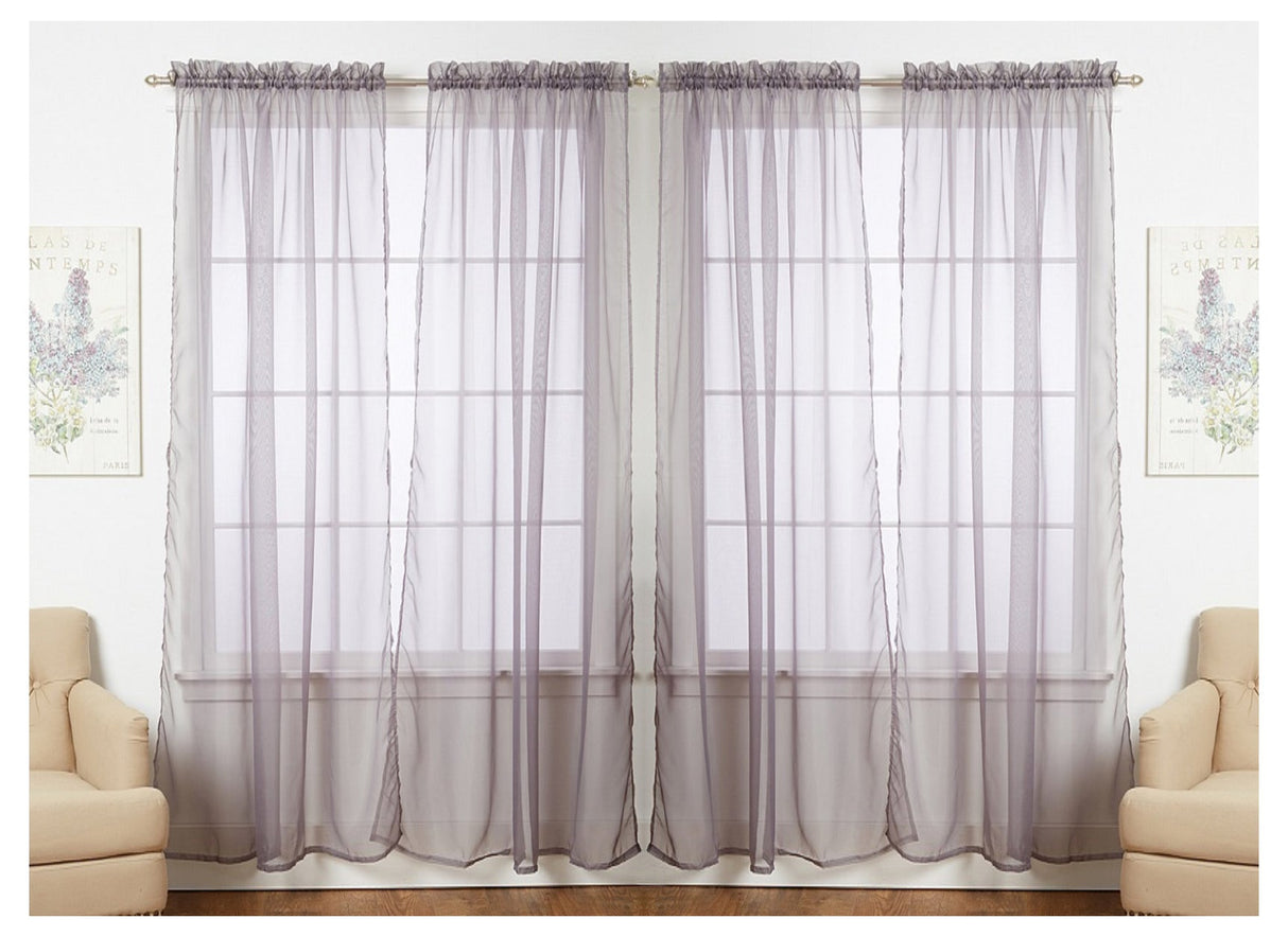 J&V Textiles 4-Pack Value: Solid Sheer Window Curtain Panels