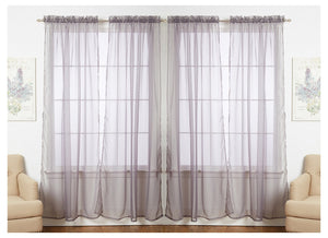 J&V Textiles 4-Pack Value: Solid Sheer Window Curtain Panels