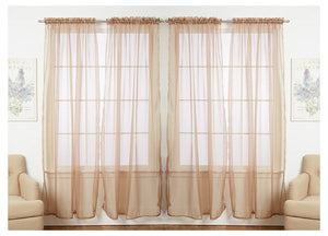 J&V Textiles 4-Pack Value: Solid Sheer Window Curtain Panels