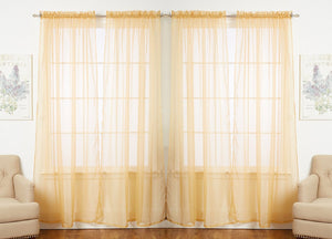 J&V Textiles 4-Pack Value: Solid Sheer Window Curtain Panels