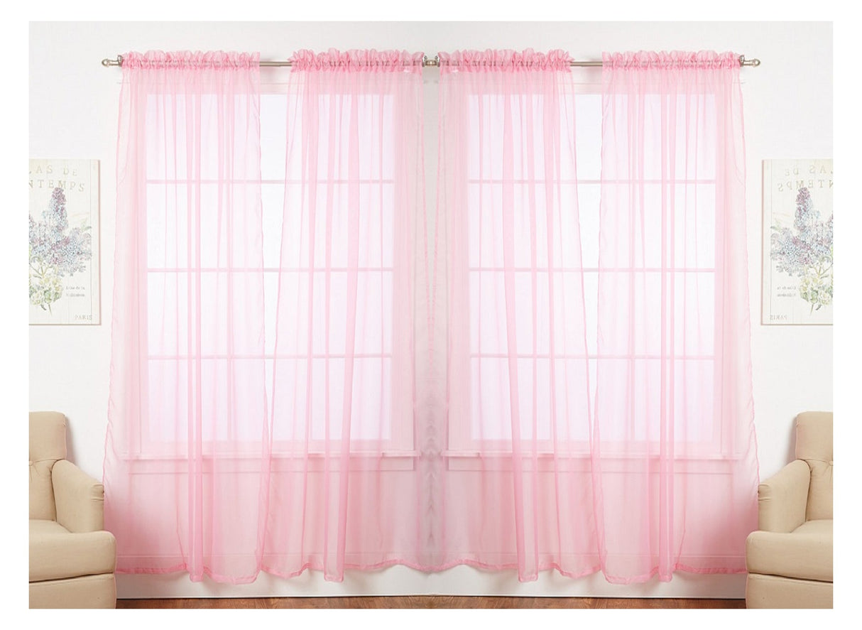 J&V Textiles 4-Pack Value: Solid Sheer Window Curtain Panels
