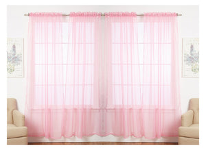 J&V Textiles 4-Pack Value: Solid Sheer Window Curtain Panels