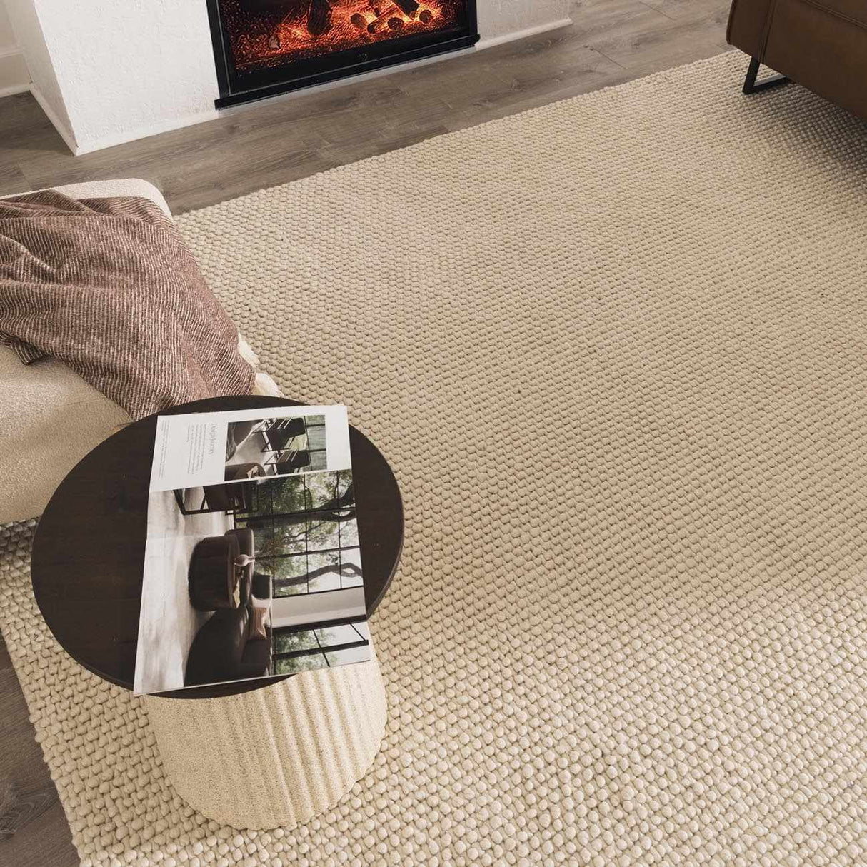 Lucerne Plain Cream Wool Rug LNE-1000