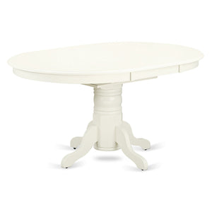 EAST WEST FURNITURE - AVVE7-LWH-15 - 7 Piece Dining Room Table Set - 6 Baby Blue Linen Fabric Dining Room Chairs with High Back and 1 Oval Dining Table - Removable leaf - linen white Finish