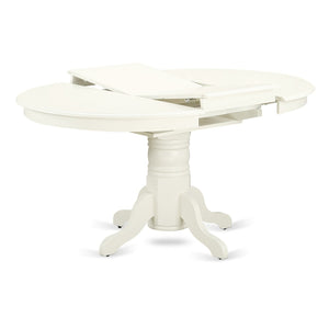 EAST WEST FURNITURE - AVVA5-LWH-C - 5-Pc Dinette Room Set- 4 Mid Century Dining Chairs with Linen Fabric Seat and Slatted Chair Back - Removable leaf Wood Dining Table - linen white Finish