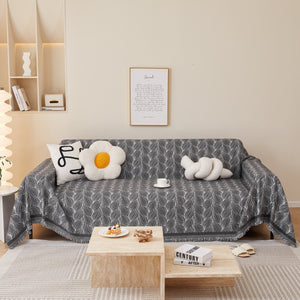 Leaf Universal Furniture Protector Chenille Couch Cover, Large Couch Cover Blanket for Couch Sofa