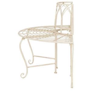 Half-Circle Outdoor Patio Garden Antique White Wrought Iron Tree Bench
