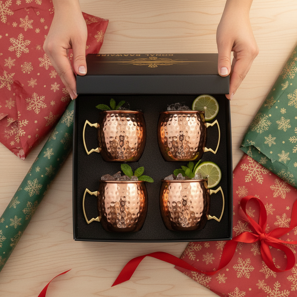 16 oz. Hammered Copper Moscow Mule Mugs (Set of 4)
