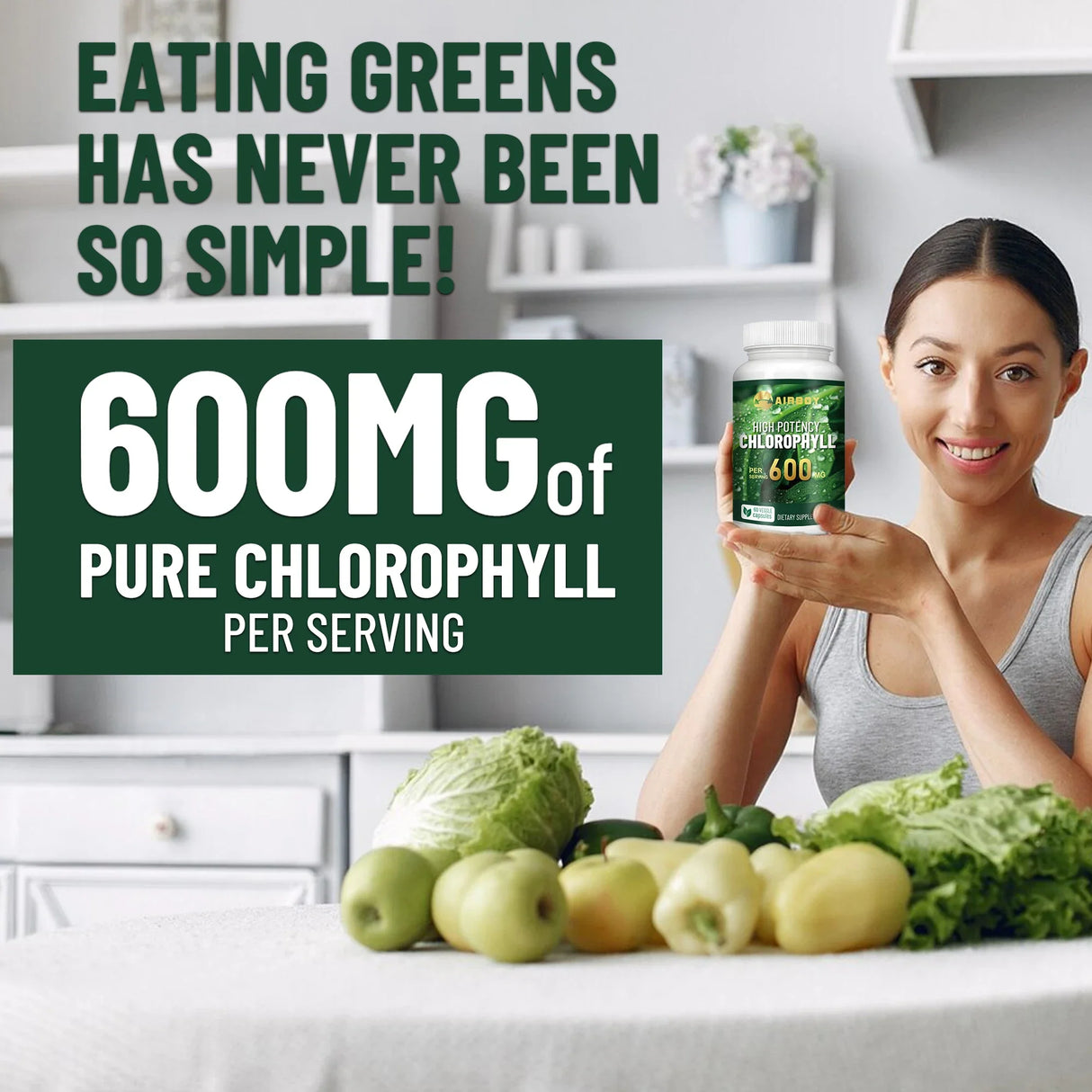 Chlorophyll Supplement 600mg - 60 Capsules
