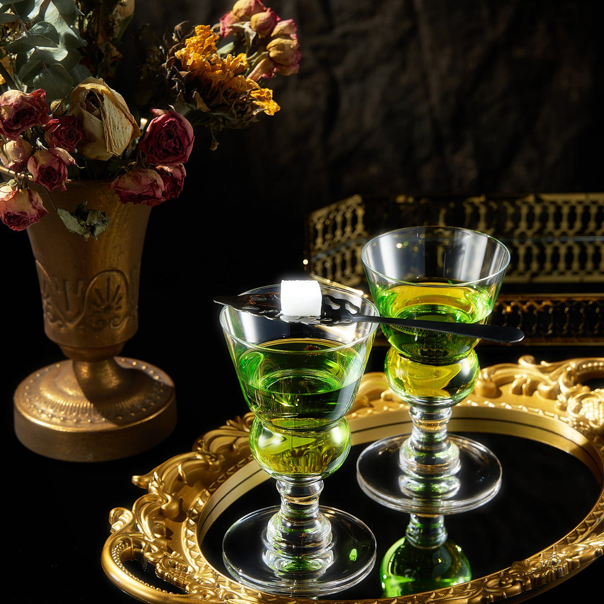 Specialty Absinthe Cocktail Glassware with Spoon, Set of 2