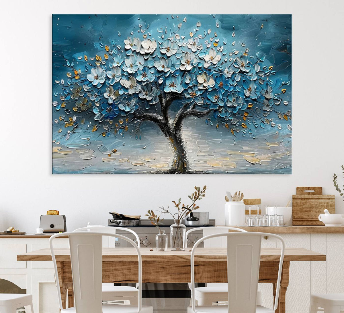 Abstract Blooming Tree Wall Art Canvas Print – Floral Modern